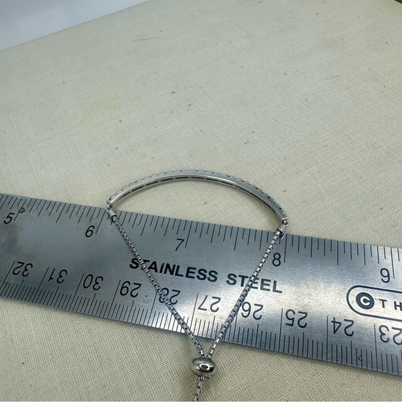 Sapphire & 925 Sterling Silver Signed Fine Adjustable Chain Bracelet 4g - Picture 7 of 8